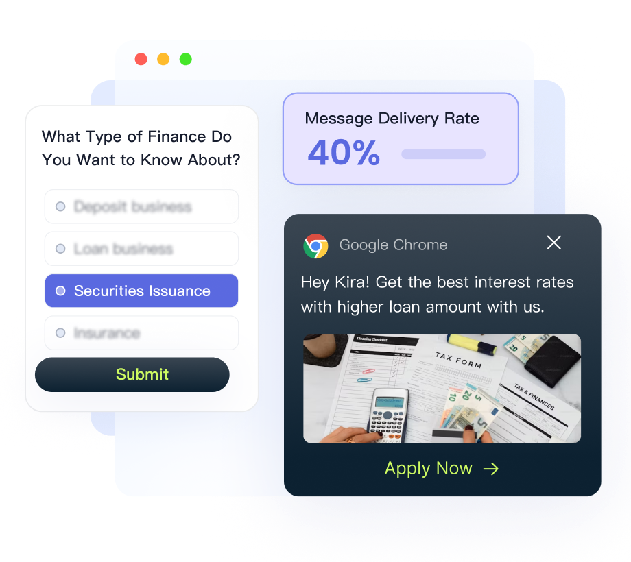 Real-time website push notification service
